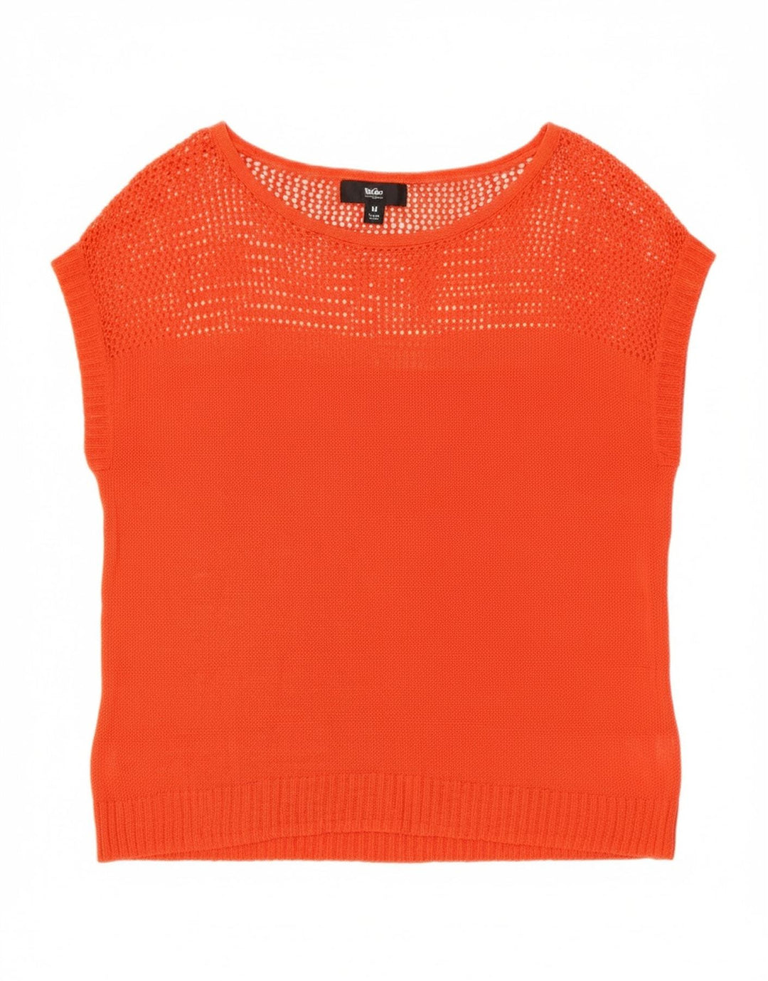 MOSSIMO Womens Short Sleeve Boat Neck Jumper Sweater UK 14 Medium Orange