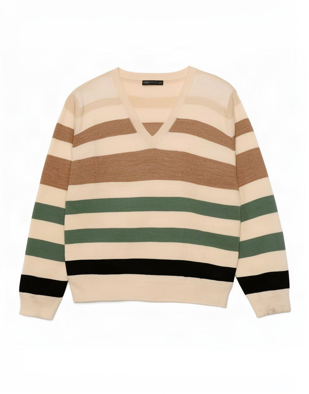 Marks & Spencer Damen-Pullover mit V-Ausschnitt, UK 16, Größe L, mehrfarbig
