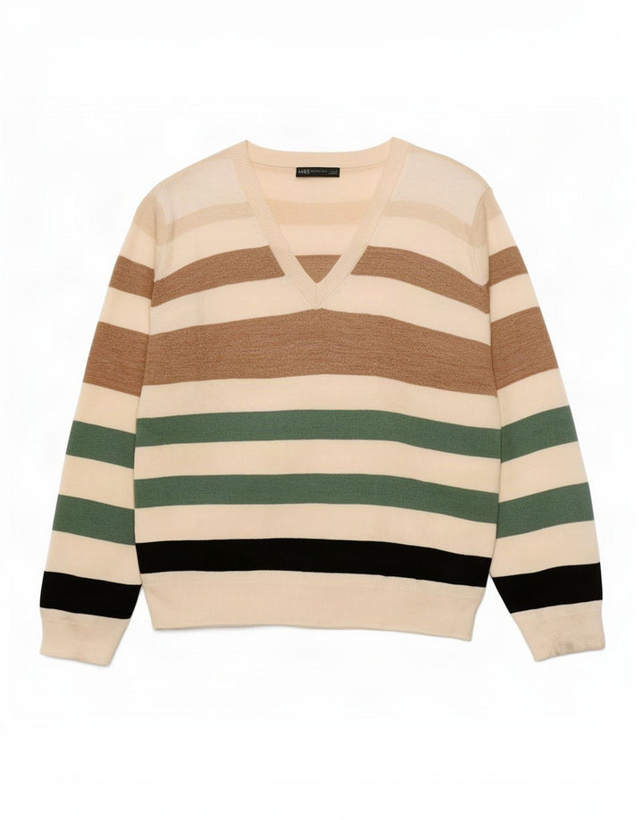 Marks & Spencer Damen-Pullover mit V-Ausschnitt, UK 16, Größe L, mehrfarbig