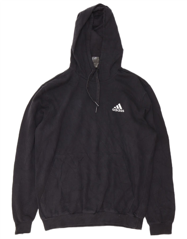 Adidas Herren Kapuzenpullover mit normaler Passform, Größe L, Schwarz, Baumwolle