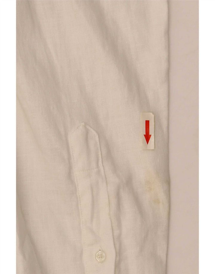 Trussardi Herrenhemd, Größe 43, großes weißes Leinen