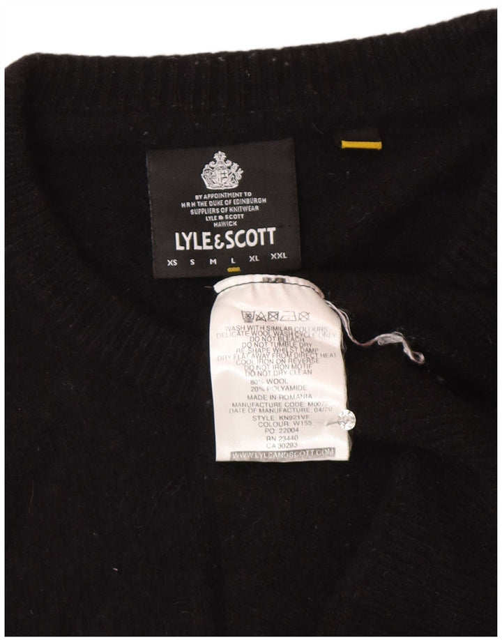 Lyle & Scott Damen-Pullover mit Rundhalsausschnitt, UK 16, Größe L, schwarze Wolle
