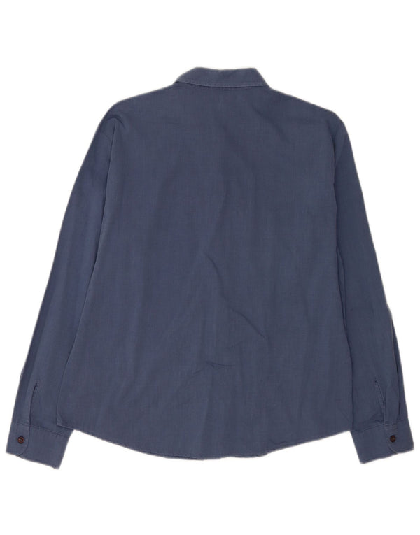 Benetton Damenhemd UK 16 Large Marineblaue Baumwolle