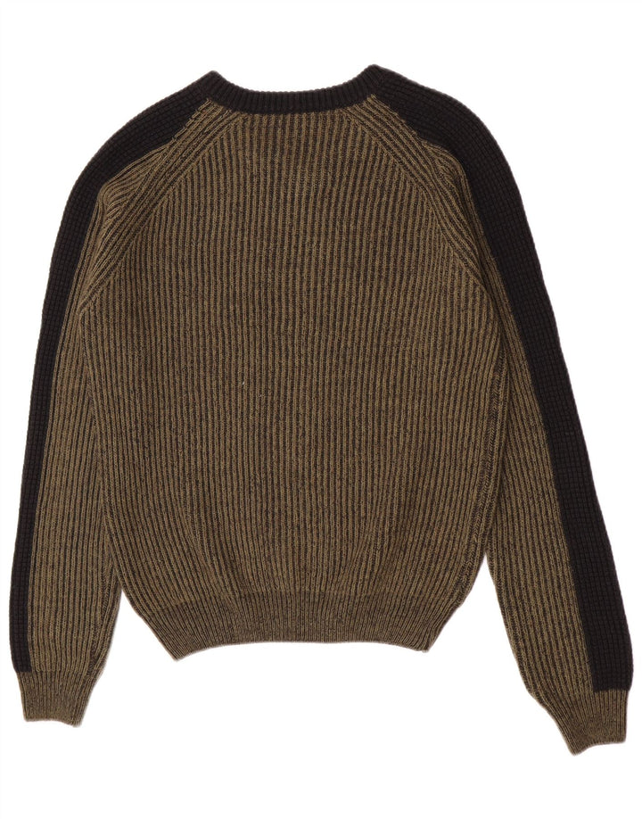 Trussardi Jeans Herren-Pullover mit V-Ausschnitt, mittlerer Khaki-Farbblock
