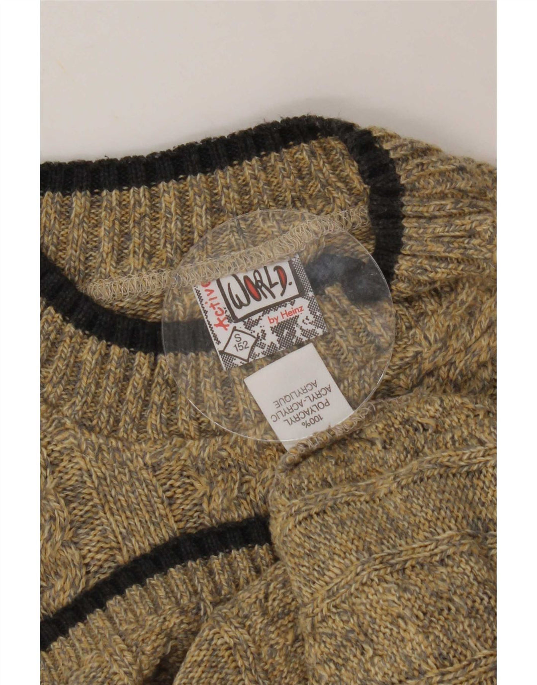 Vintage Herren Rollkragenpullover Pullover Small Beige Polyacryl