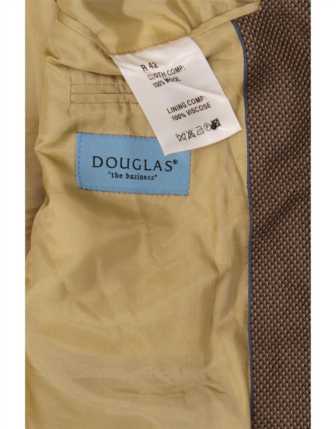 Douglas Herren-Blazerjacke mit 3 Knöpfen, UK 42, XL, braune Wolle