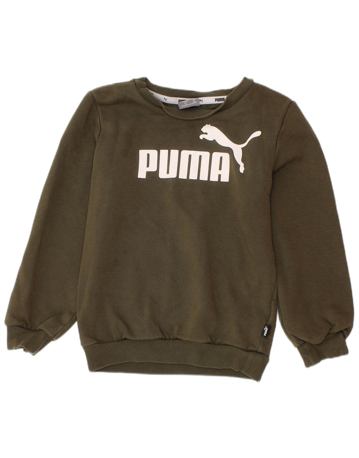 PUMA Jungen Grafik-Sweatshirt, Pullover, 3–4 Jahre, Khaki, Baumwolle