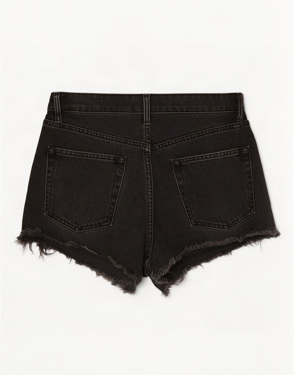 Zara Damen-Jeansshorts im Distressed-Look mit hoher Taille, EU 36, XS, W26, graue Baumwolle