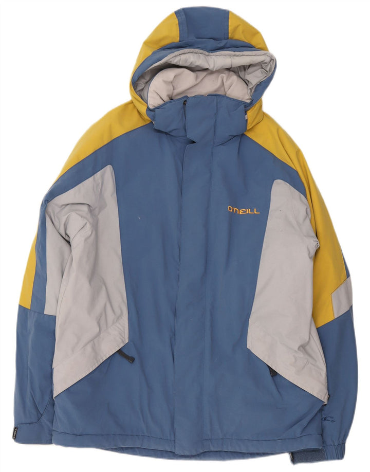 O'Neill Herren-Skijacke mit grafischer Kapuze, UK 38, mittelblaues Colourblock-Nylon