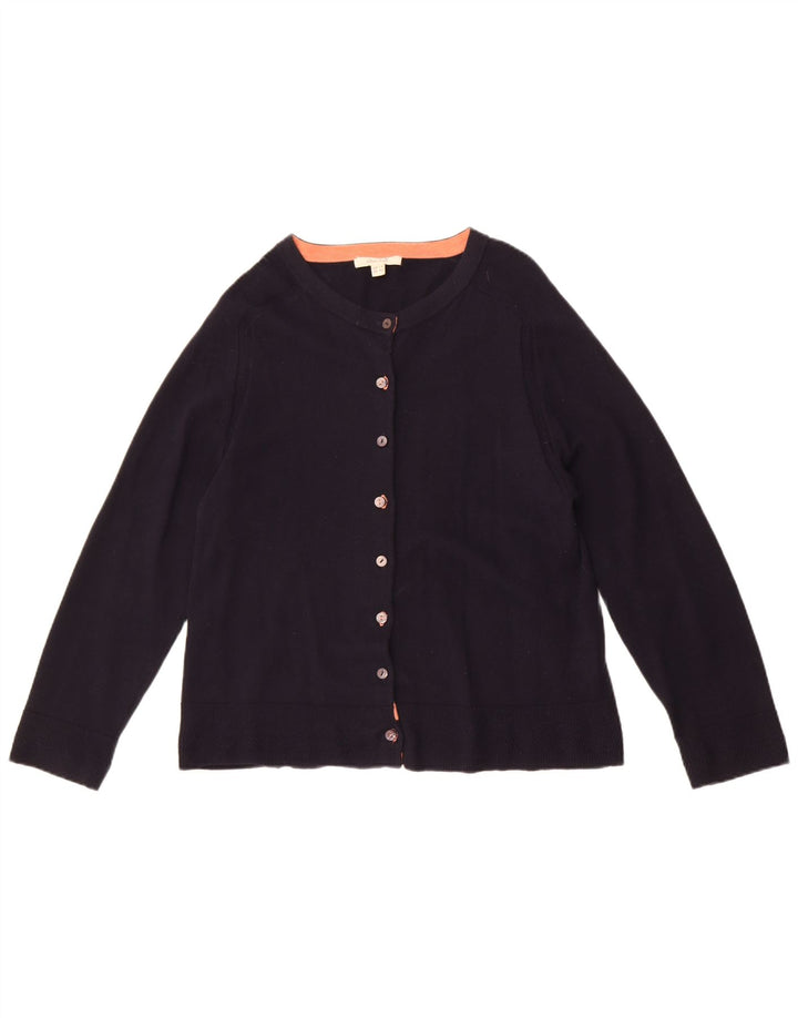 White Stuff Damen Crop Cardigan Pullover UK 14 Große Marineblaue Wolle