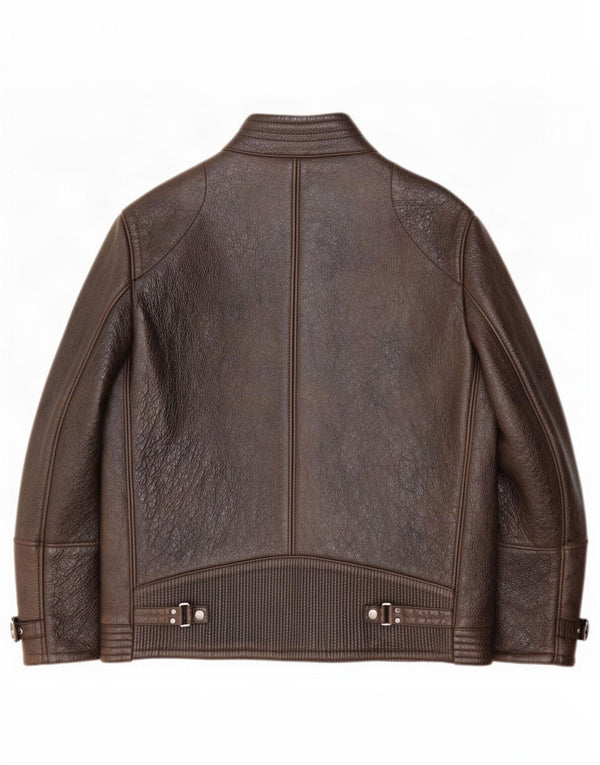 Hugo Boss Herren Lederjacke IT 56 3XL Braun