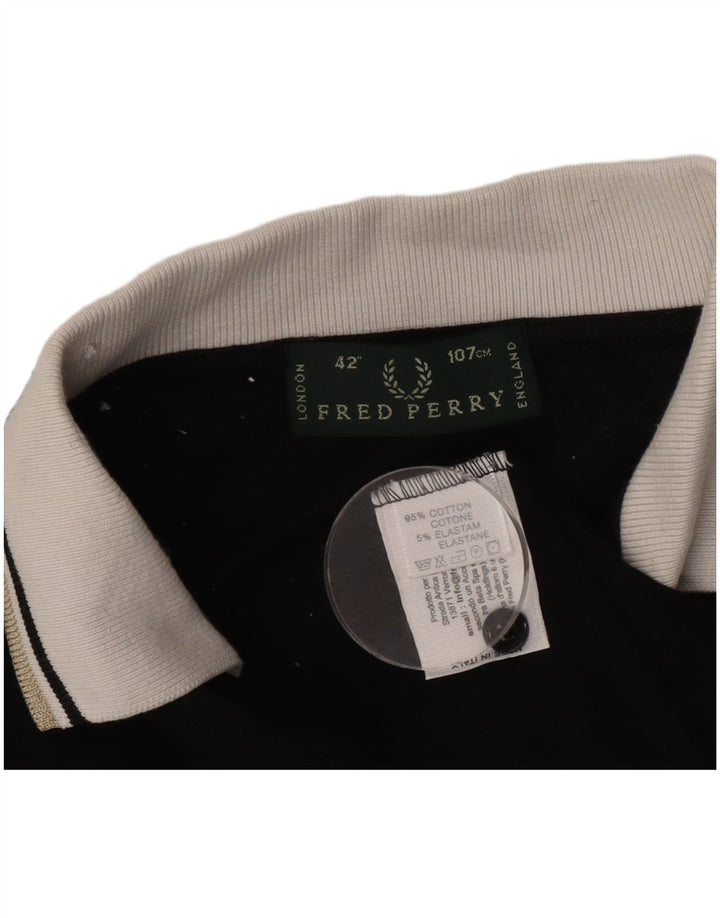 Fred Perry Herren-Poloshirt aus mittelschwarzer Colourblock-Baumwolle