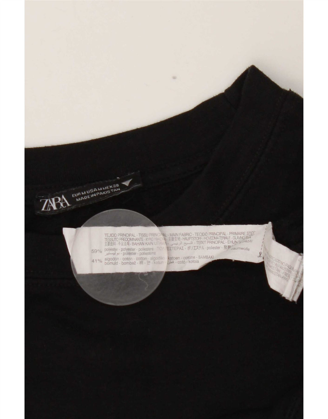 Zara Damen Crop Sweatshirt Pullover UK 14 Medium Schwarz Polyester