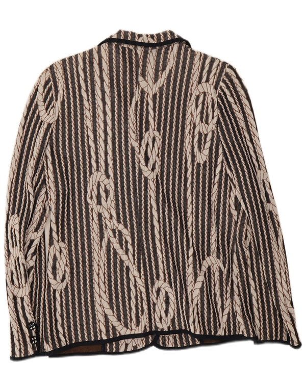 Liola Damen-Strickjacke mit 3 Knöpfen, IT 50 XL, schwarz gestreift, Baumwolle