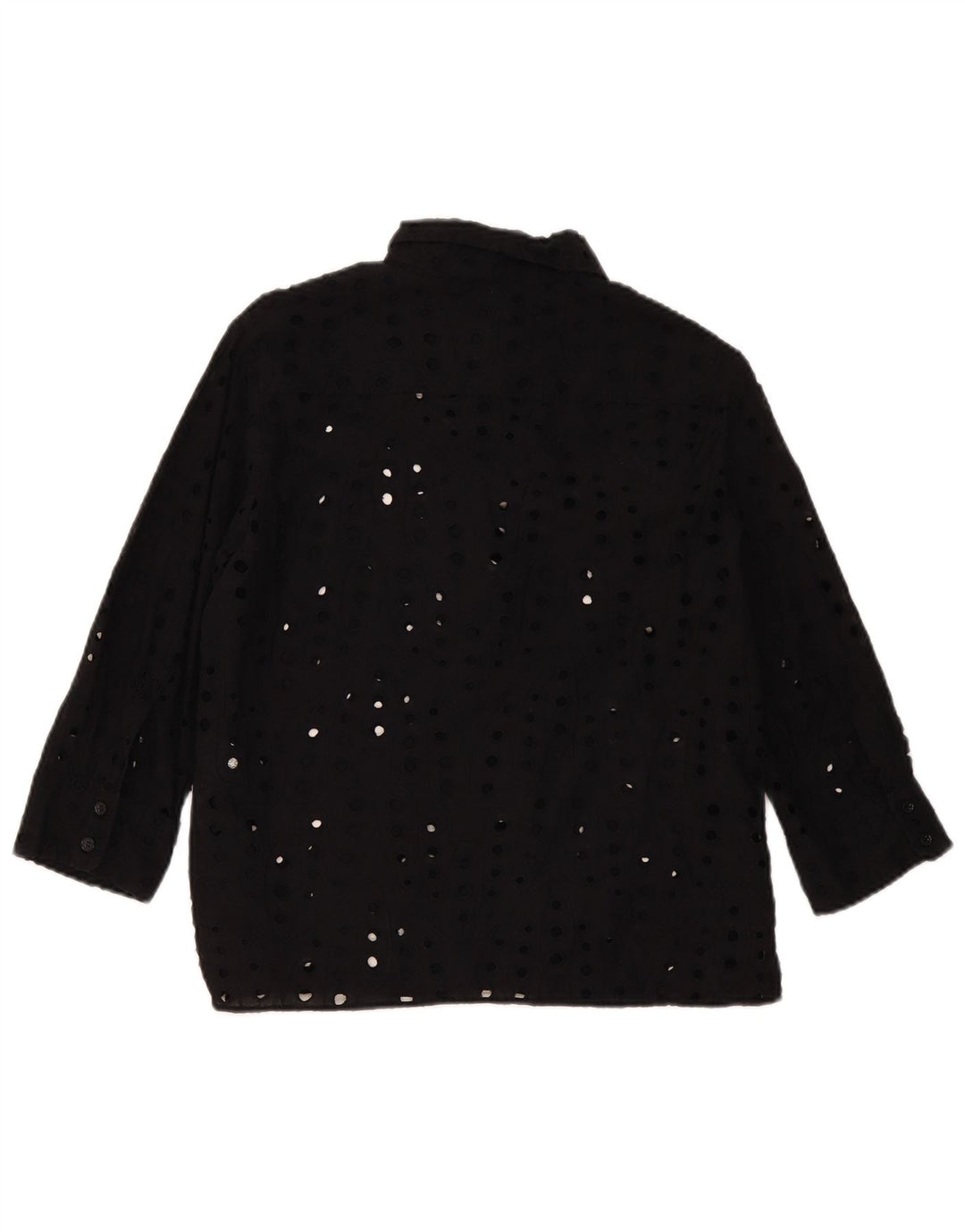 Zara Damen-Hemdbluse mit 3/4-Ärmeln, UK-Größe 44, mittelschwarz, Baumwolle