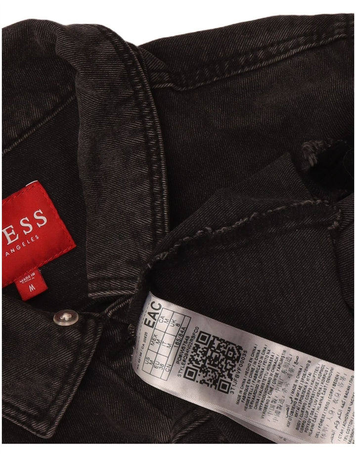 Guess Damen Distressed Crop Denim Jacke UK 12 Mittelschwarze Baumwolle