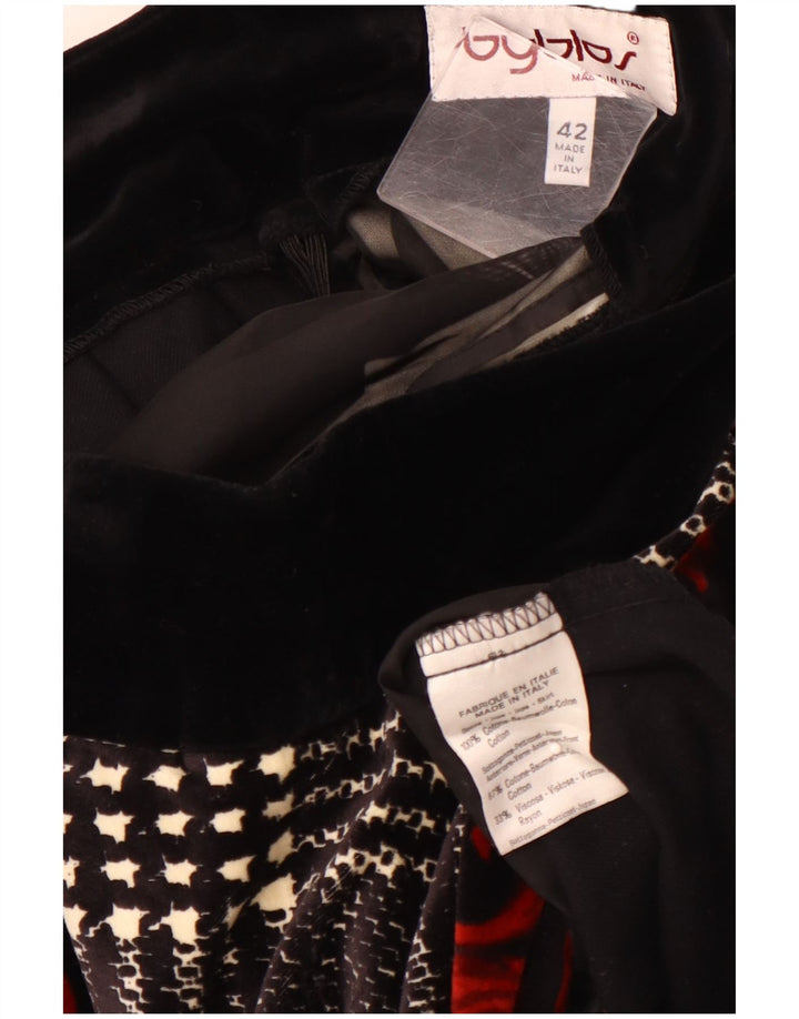 BYBLOS Damen Samt-A-Linien-Rock IT 42 Medium W28 Schwarz geblümte Baumwolle