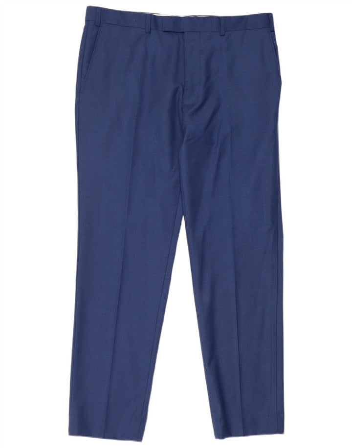 French Connection Herren-Anzughose, gerade, W36, L31, blaue Wolle