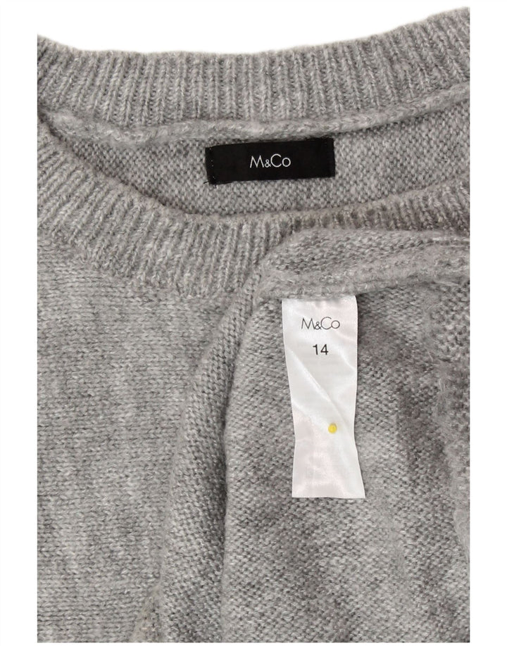 M&Co Damen-Pullover mit Fledermausärmeln und U-Boot-Ausschnitt, UK 14, Mittelgrau gestreift