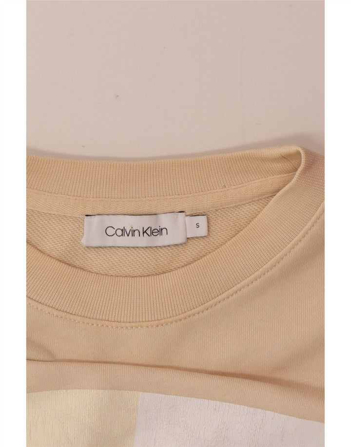Calvin Klein Damen-Sweatshirt mit Grafik, übergroß, Gr. 10, Größe S, Beige