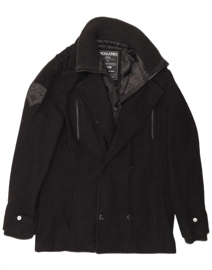 Jack & Jones Herren Pea Coat UK 40 Große schwarze Wolle