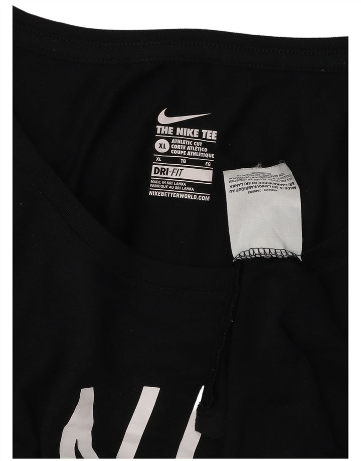 Nike Womens Athletic Cut Graphic Top Langarm UK 18 XL Schwarz Polyester