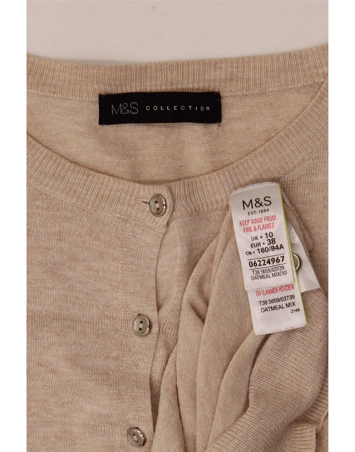 Marks & Spencer Damen Strickjacke Pullover UK 10 Small Beige Viskose