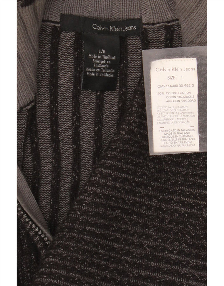 CALVIN KLEIN JEANS Damen Strickjacke UK 14 Große graue Baumwolle