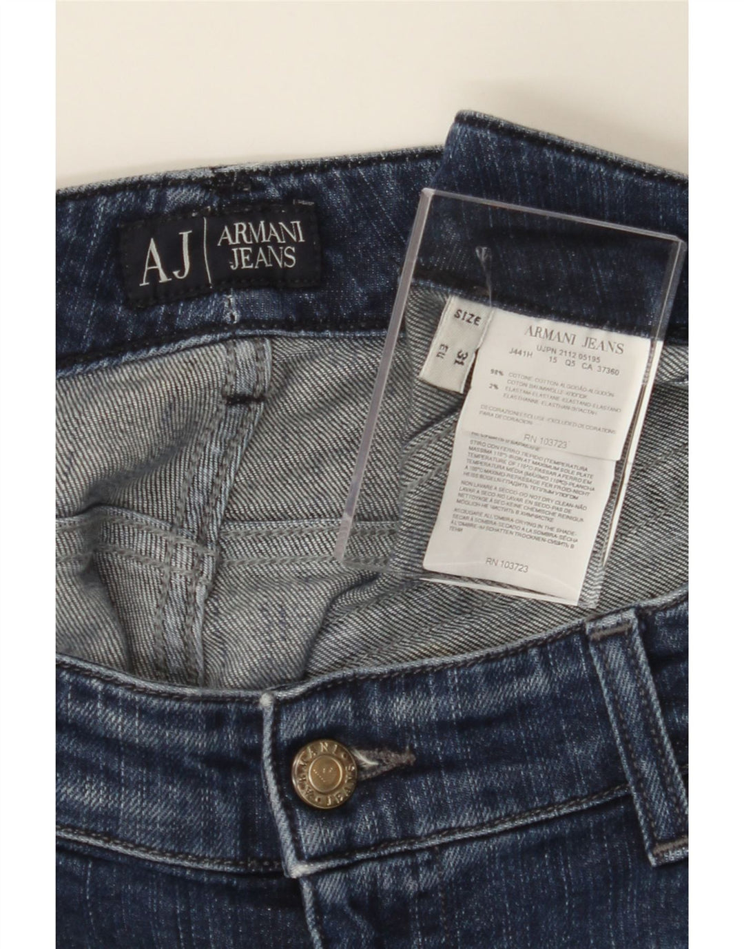 ARMANI Womens Skinny Jeans W31 L34 Blue Cotton Vintage Armani and Second-Hand Armani from Messina Hembry 