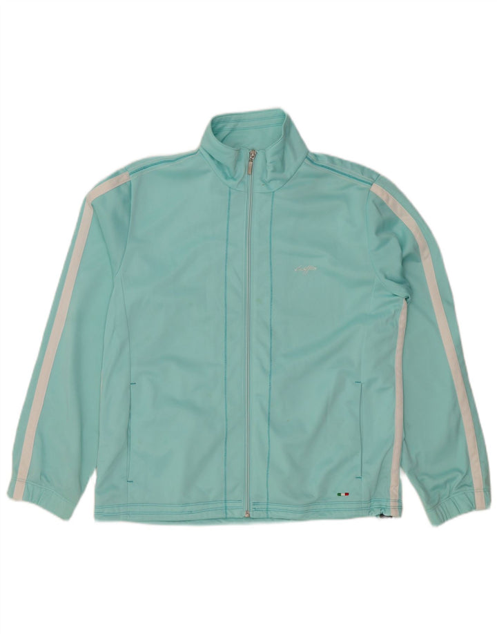 LOTTO Damen-Trainingsanzug-Top-Jacke UK 18 XL blau gestreift aus Polyester