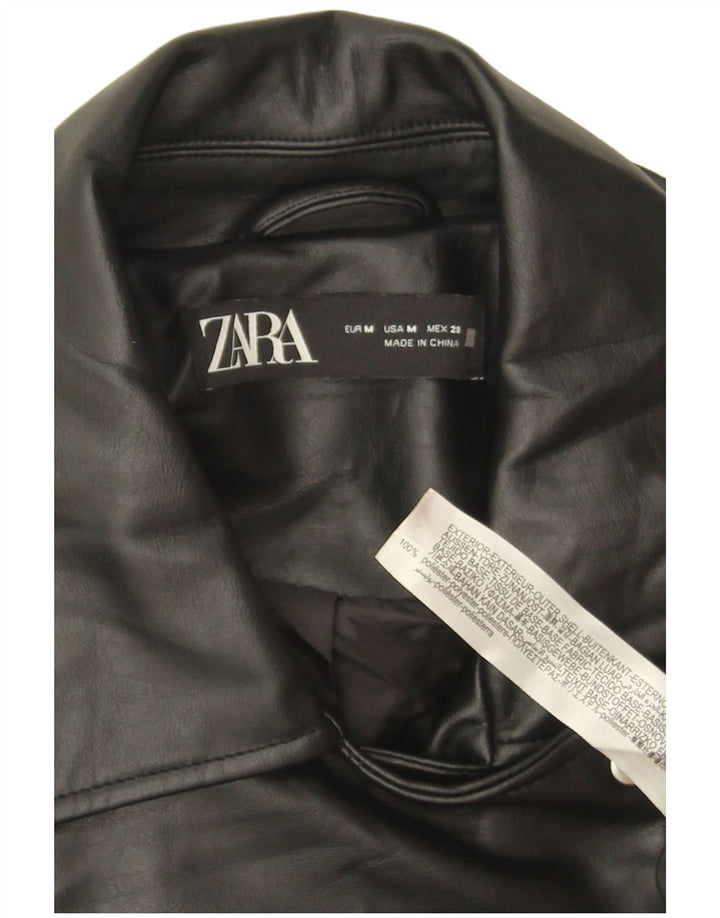 Übergroße Herren-Bikerjacke aus Kunstleder von Zara, UK 14, Mittelschwarzes Polyester