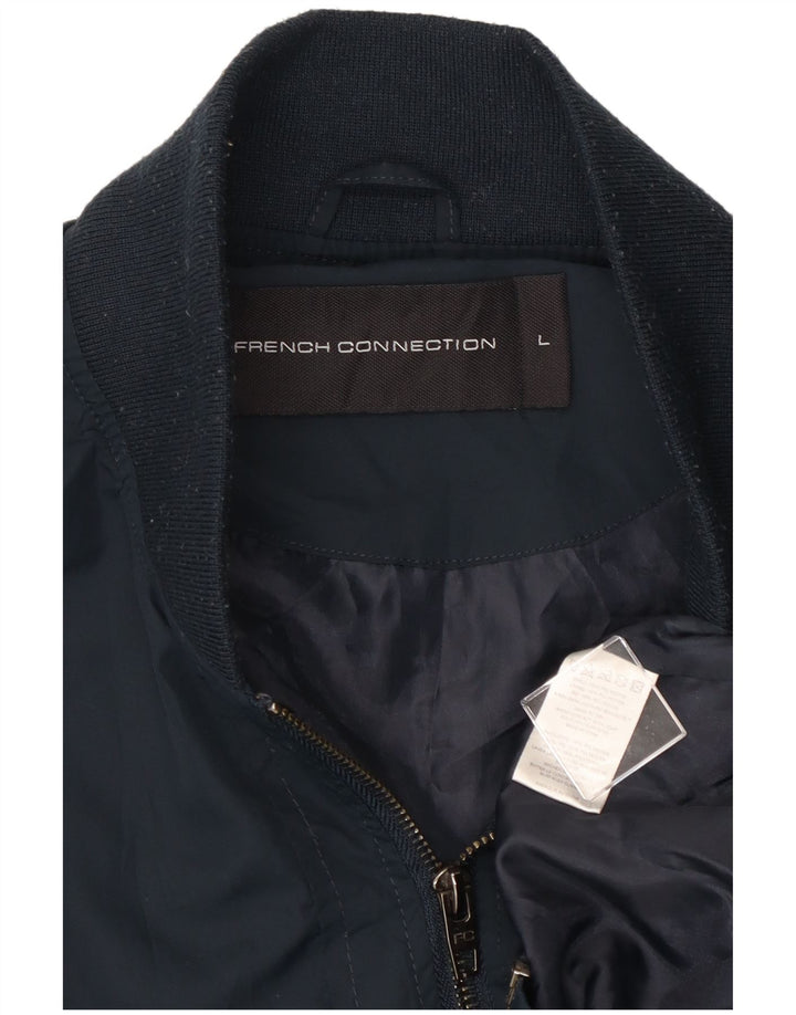 FRENCH CONNECTION Herren Bomberjacke UK 40 Large Marineblau Polyester