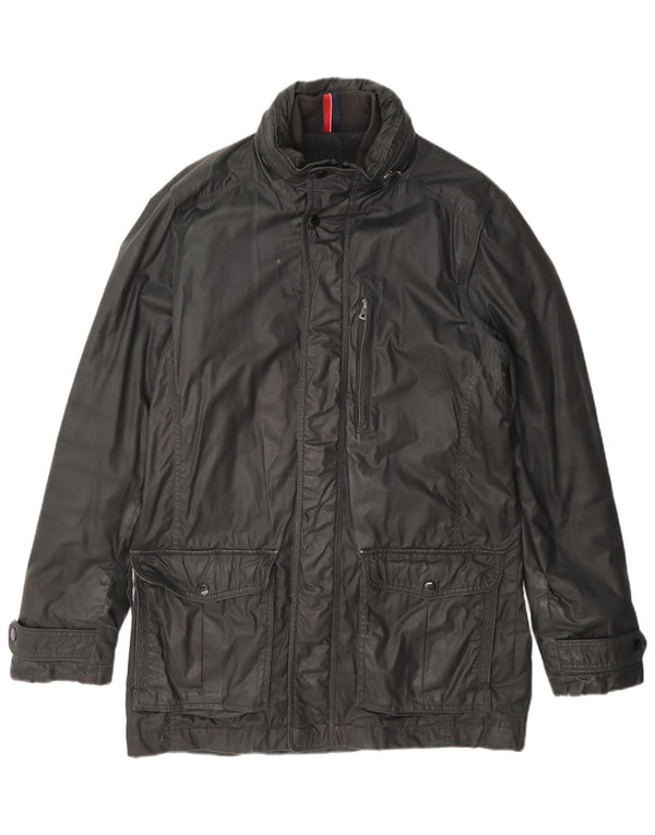 Tommy Hilfiger Herren-Utility-Jacke aus Kunstleder, UK 38, Mittelgrau