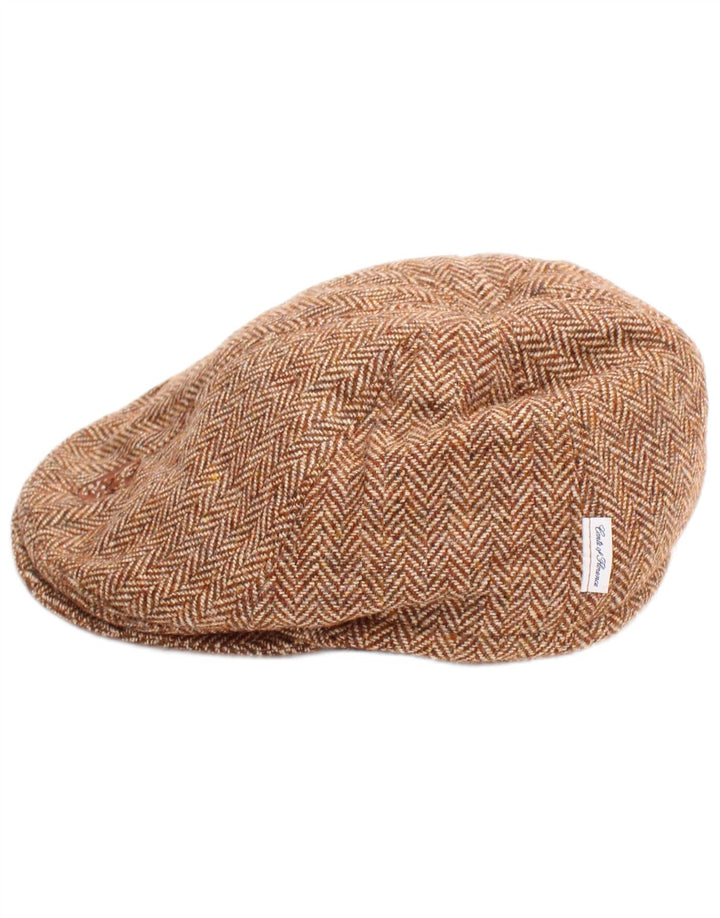 Conte of Florence Herren-Schiebermütze, mittelbeige, Fischgrätenmuster, klassisch