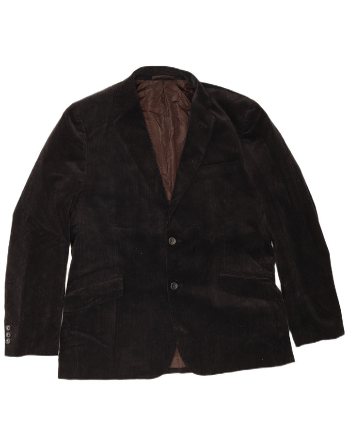 Jasper Conran Herren-Blazer aus Cord mit 2 Knöpfen, Gr. 40, Größe L, Schwarz, Baumwolle