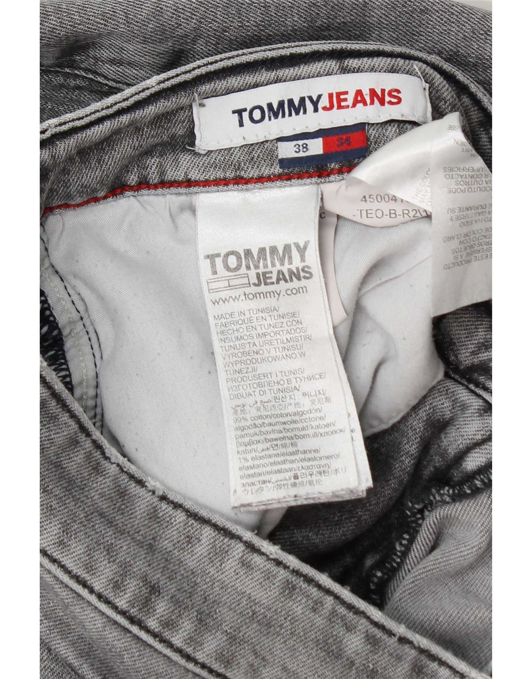 Tommy Hilfiger Herren Distressed Slim Jeans W38 L34 Graue Baumwolle