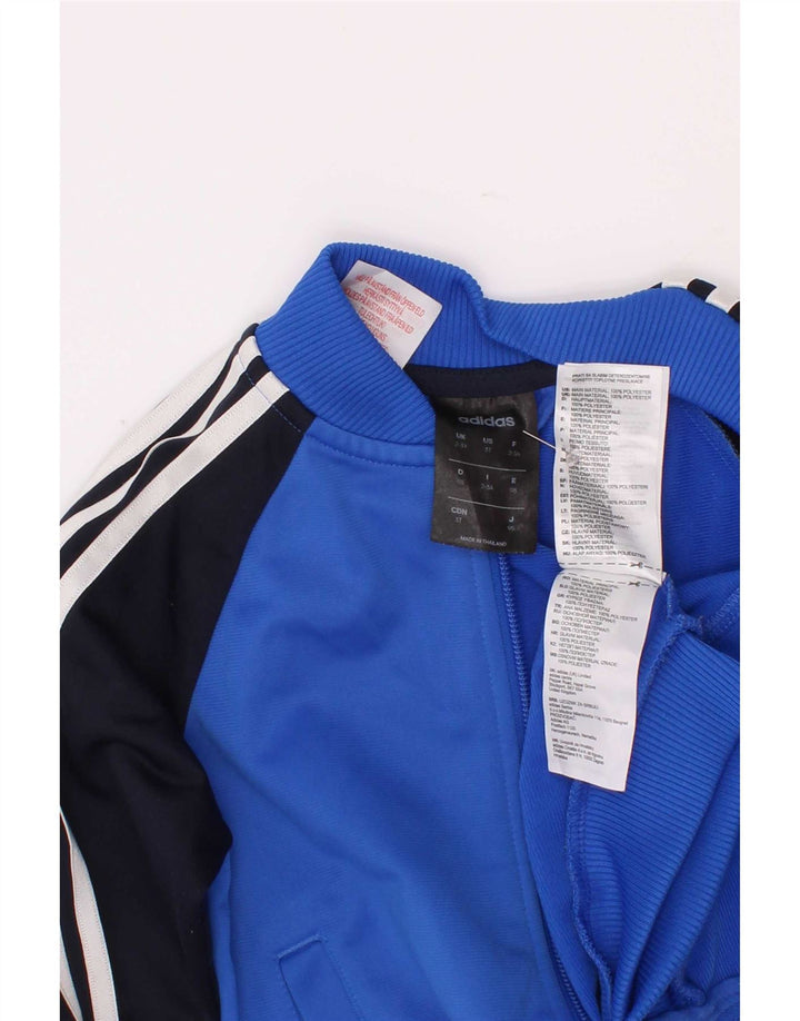 Adidas Jungen-Trainingsanzug-Top-Jacke, 2–3 Jahre, blaues Farbblock-Polyester