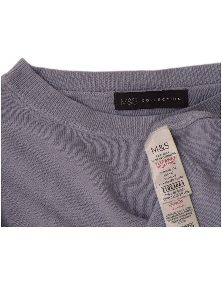 Marks & Spencer Damen-Pullover mit U-Boot-Ausschnitt, UK 12, Mittelblau, Acryl