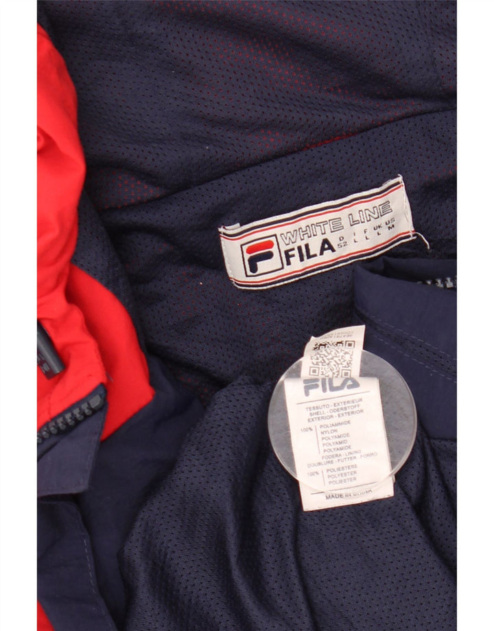 FILA Herren-Regenjacke mit Kapuze, UK 40, groß, blaues Colourblock-Polyamid