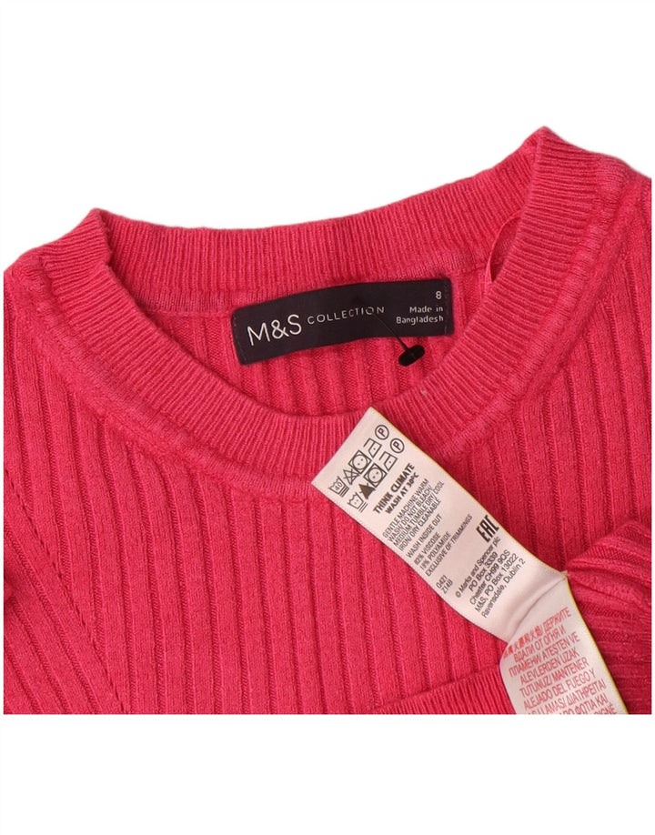 Marks & Spencer Damen Crop Pullover mit Rundhalsausschnitt, Gr. 8, Rosa