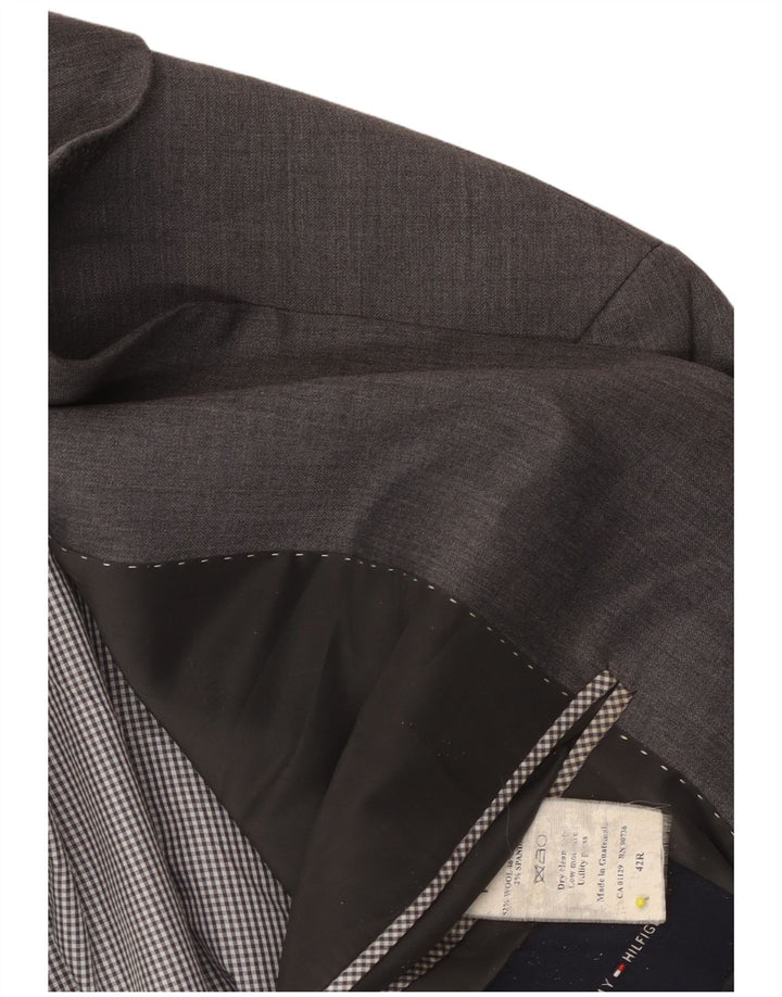 Tommy Hilfiger Herren-Blazer mit 2 Knöpfen, UK 42, XL, graue Wolle