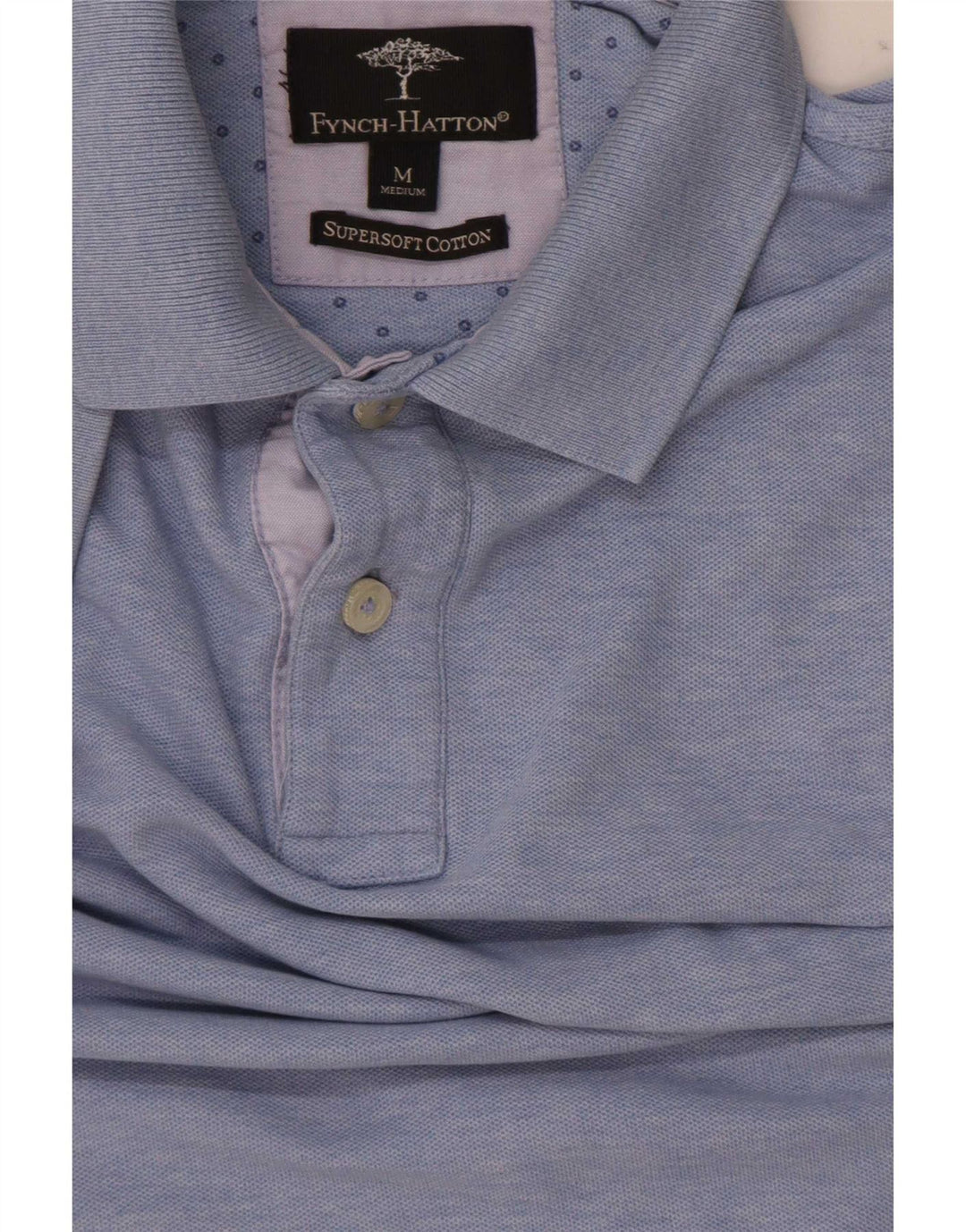 Fynch Hatton Herren-Poloshirt aus mittelblauer Baumwolle