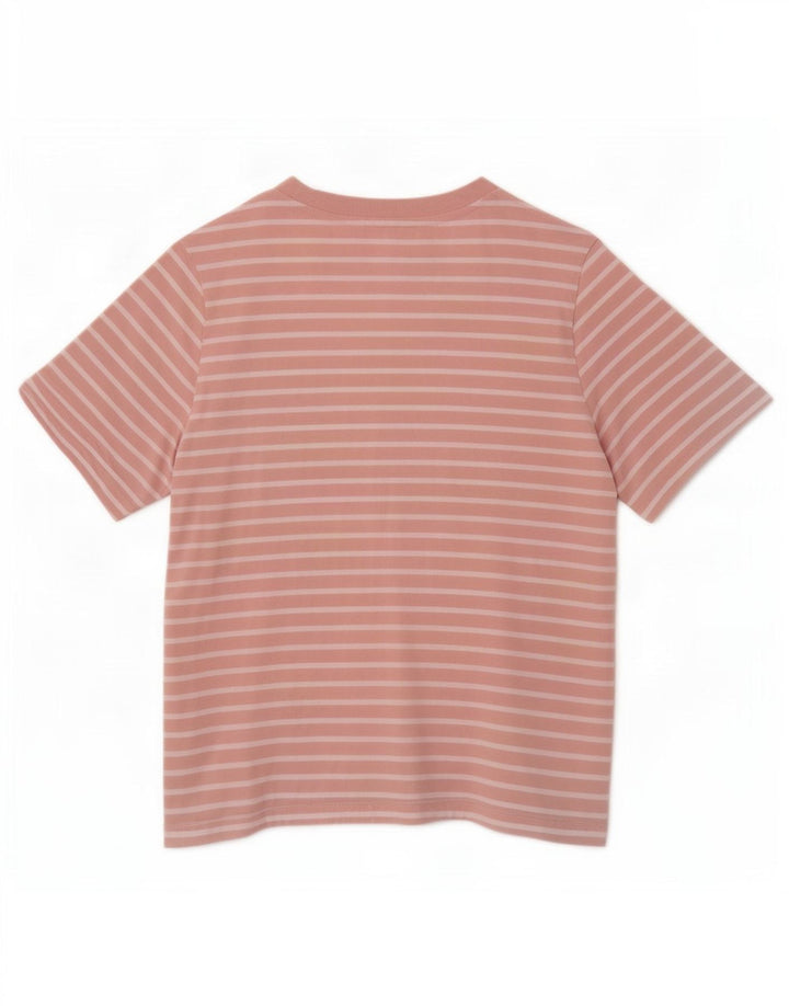 Marks & Spencer Damen T-Shirt Top UK 12 Mittelrosa gestreift aus Baumwolle