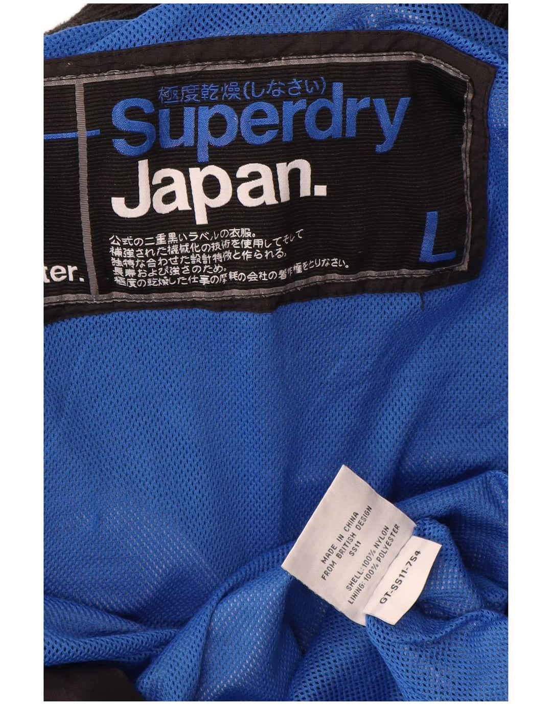 SUPERDRY Damen-Regenjacke mit Grafik, UK 16, Größe L, schwarzes Nylon