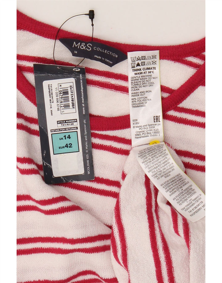 Marks & Spencer Damen-Trägershirt, UK-Größe 44, Größe L, weiß gestreift, Baumwolle