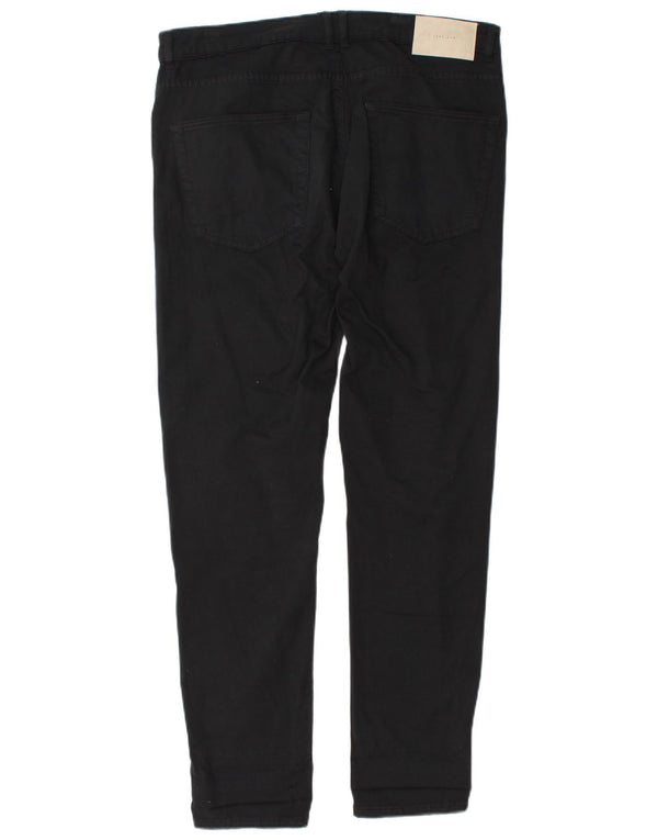 Zara Damen Slim Freizeithose EU 42 Large W32 L31 Schwarze Baumwolle