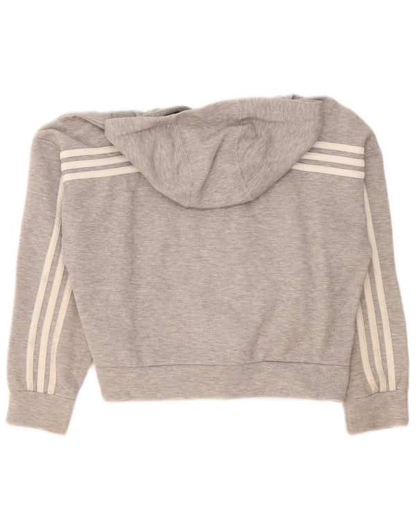 Adidas Mädchen Crop Zip Hoodie Pullover 11–12 Jahre grau gefleckte Baumwolle