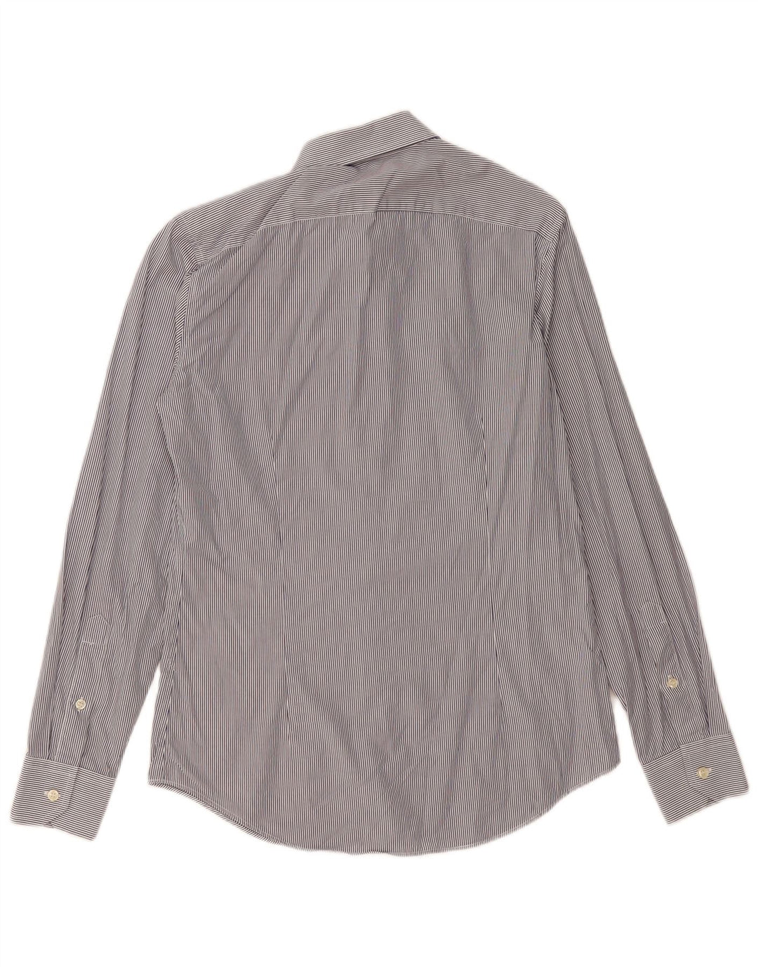 BENETTON Herrenhemd, klein, marineblau, Nadelstreifen