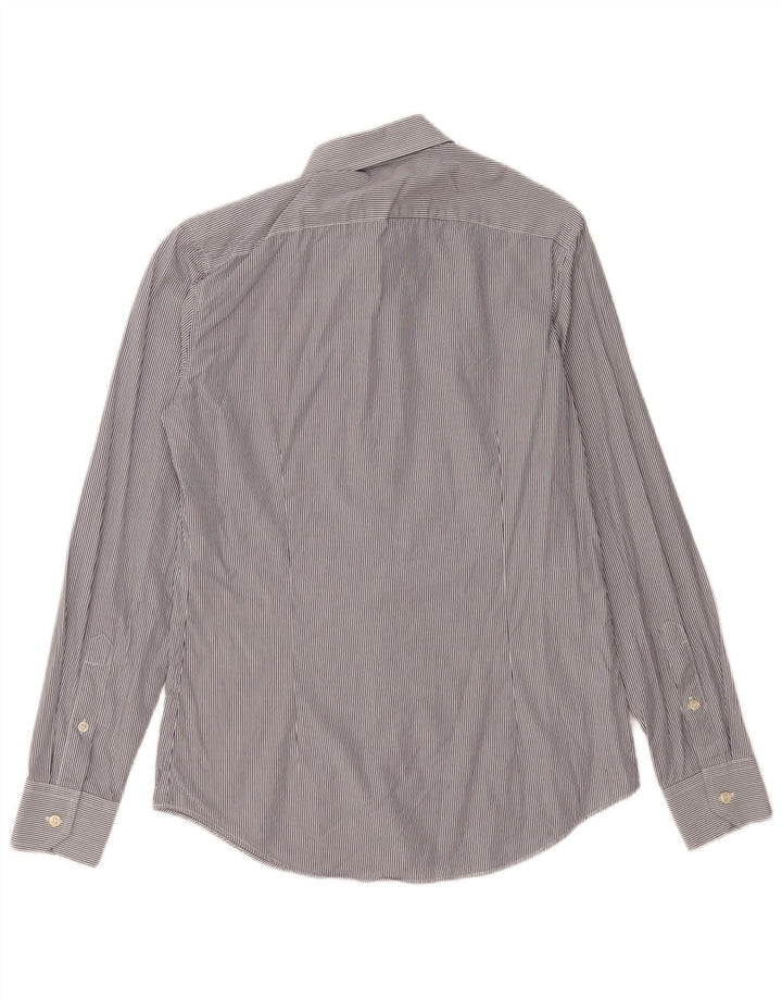 BENETTON Herrenhemd, klein, marineblau, Nadelstreifen