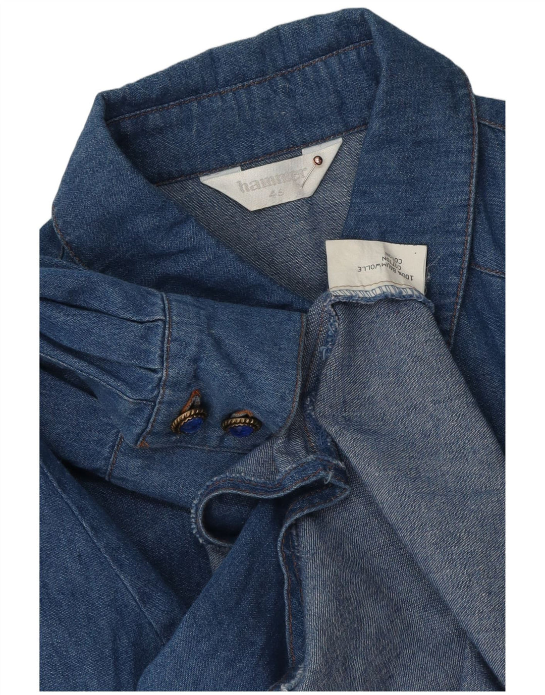 Hammer Damen-Jeanshemd in Übergröße, EU 46, XL, blaue Baumwolle